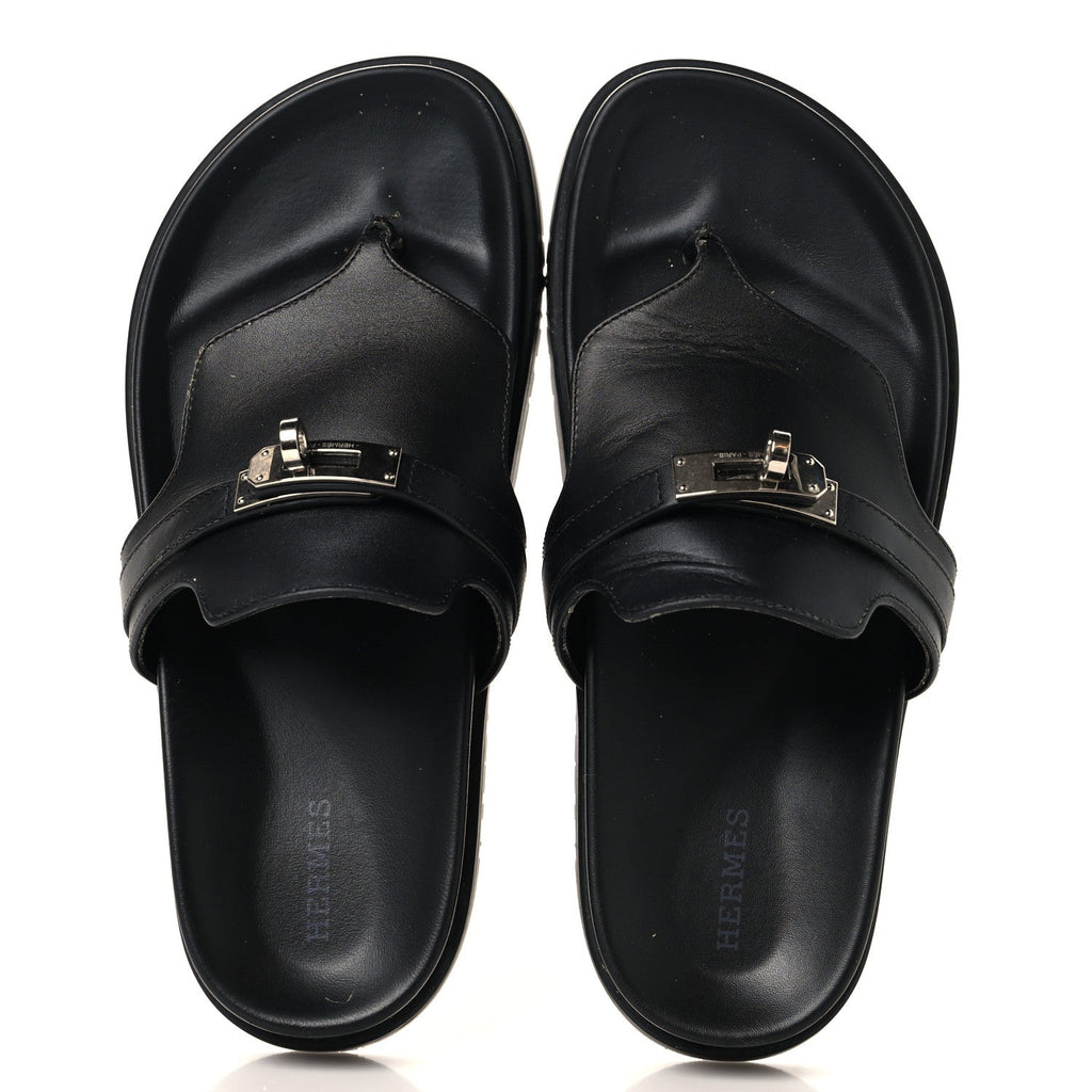 Calfskin Womens Empire Sandals 37.5 Black