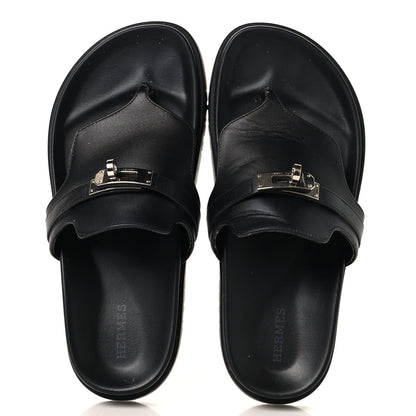 Calfskin Womens Empire Sandals 37.5 Black