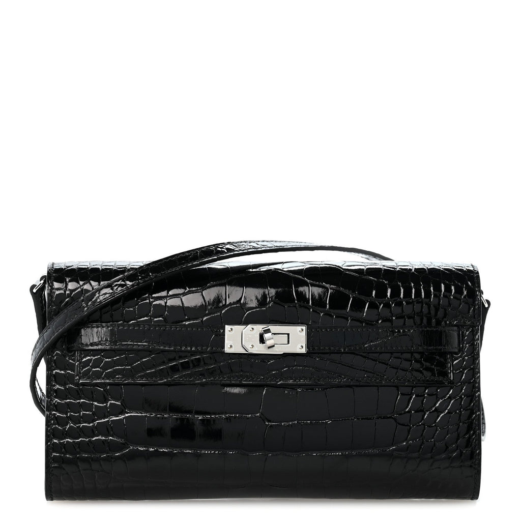 Shiny Alligator Kelly Wallet To Go Black