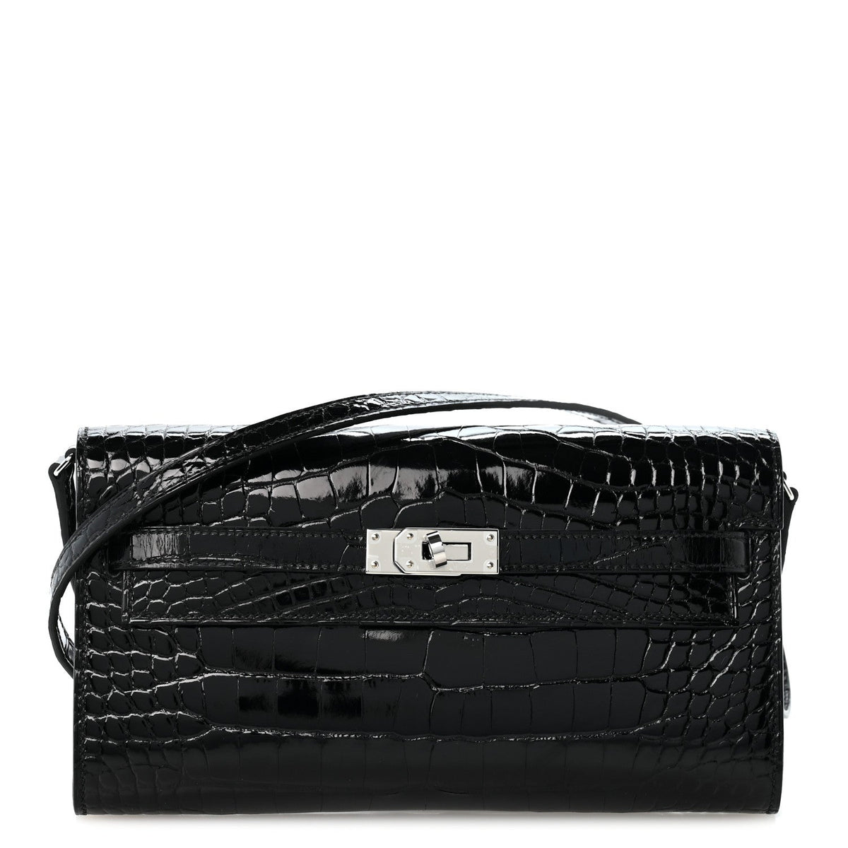 Shiny Alligator Kelly Wallet To Go Black