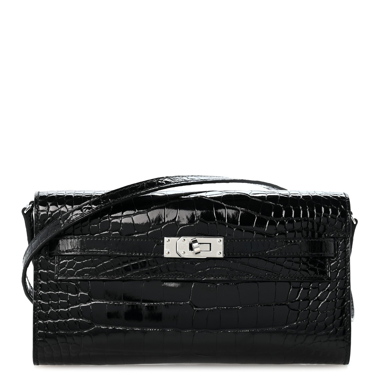 Shiny Alligator Kelly Wallet To Go Black