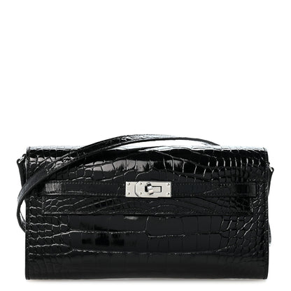 Shiny Alligator Kelly Wallet To Go Black