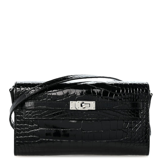 Shiny Alligator Kelly Wallet To Go Black