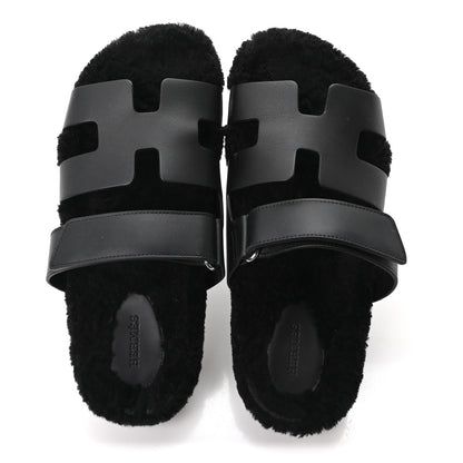 Calfskin Woolskin Womens Chypre Sandals 39 Black