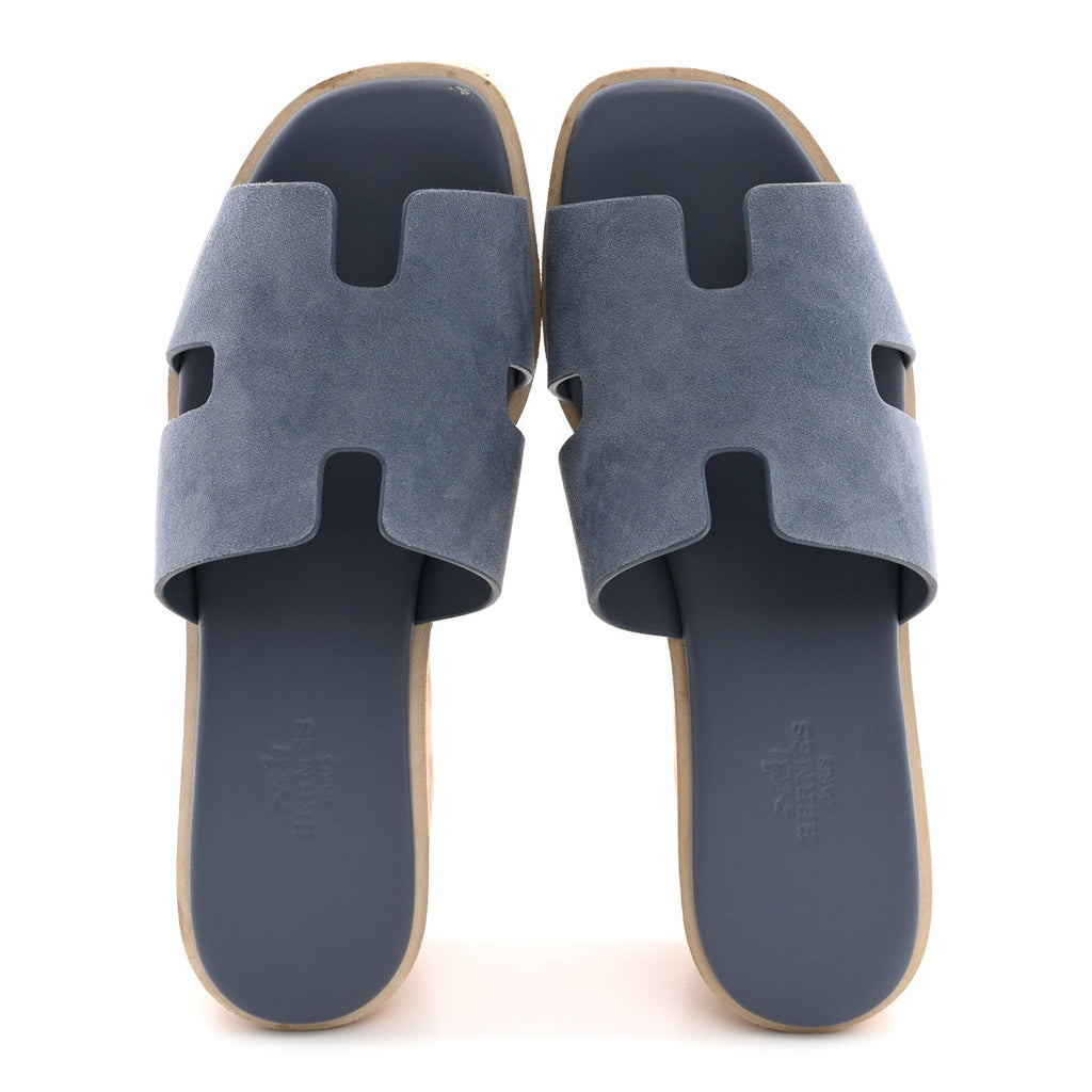 Suede Goatskin Cork Eze 30 Sandals 35 Bleu Grignon
