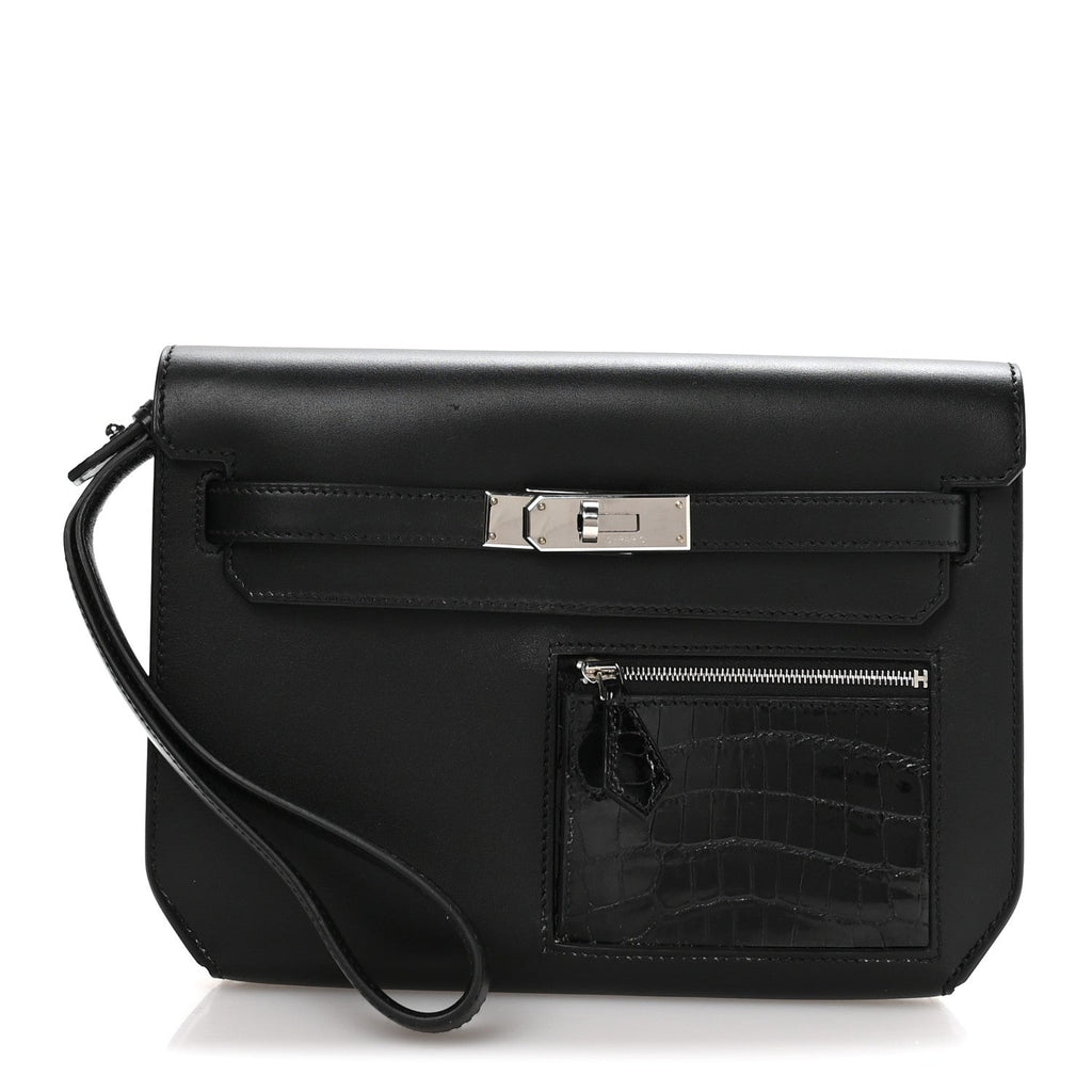 Swift Shiny Niloticus Crocodile Kelly Depeches 25 Pouch Black