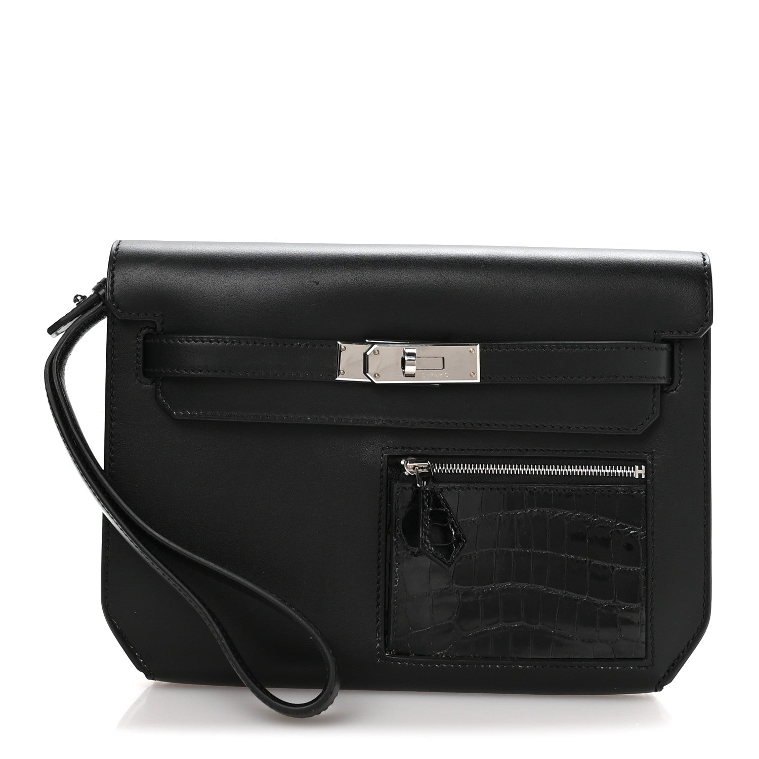 Swift Shiny Niloticus Crocodile Kelly Depeches 25 Pouch Black