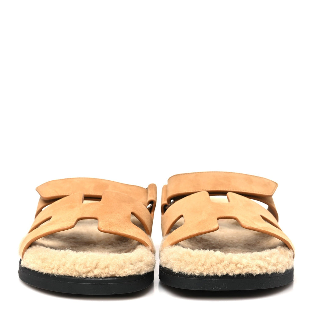 Suede Goatskin Woolskin Womens Chypre Sandals 39 Golden Beige