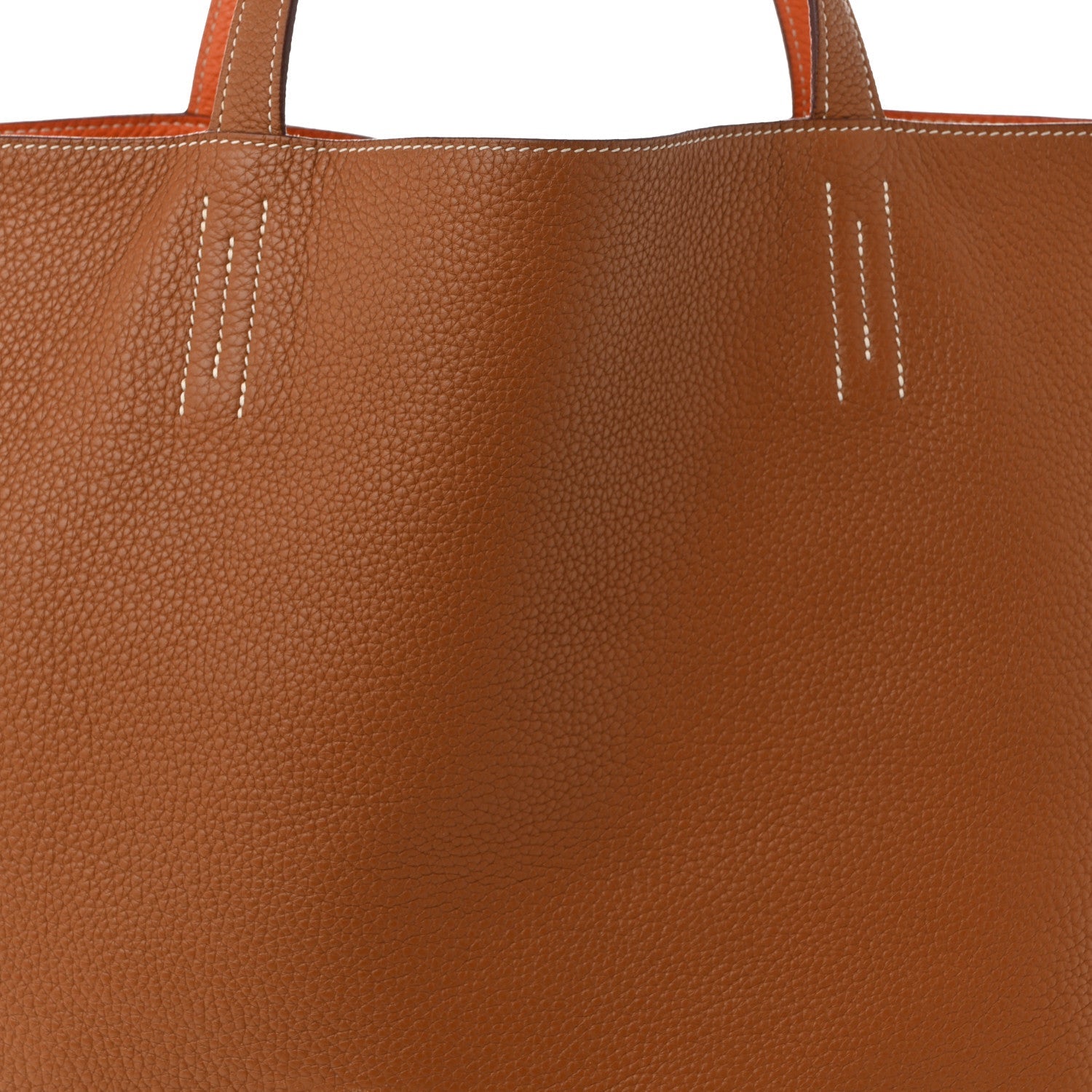 Taurillon Clemence Double Sens 45 Reversible Tote Orange Gold