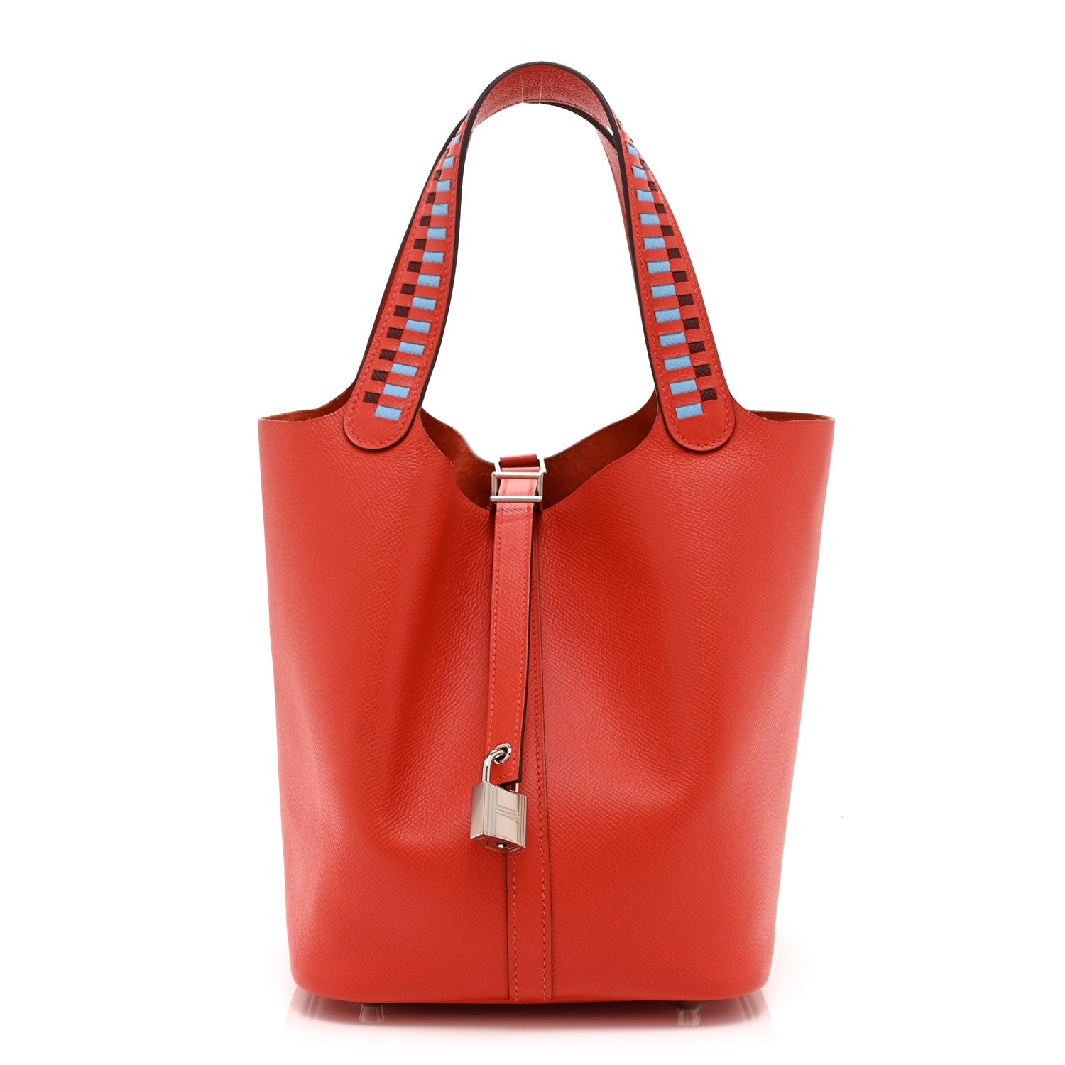 Epsom Tressage De Cuir Picotin Lock 22 MM Rouge Coeur Bleu du Nord Rouge H