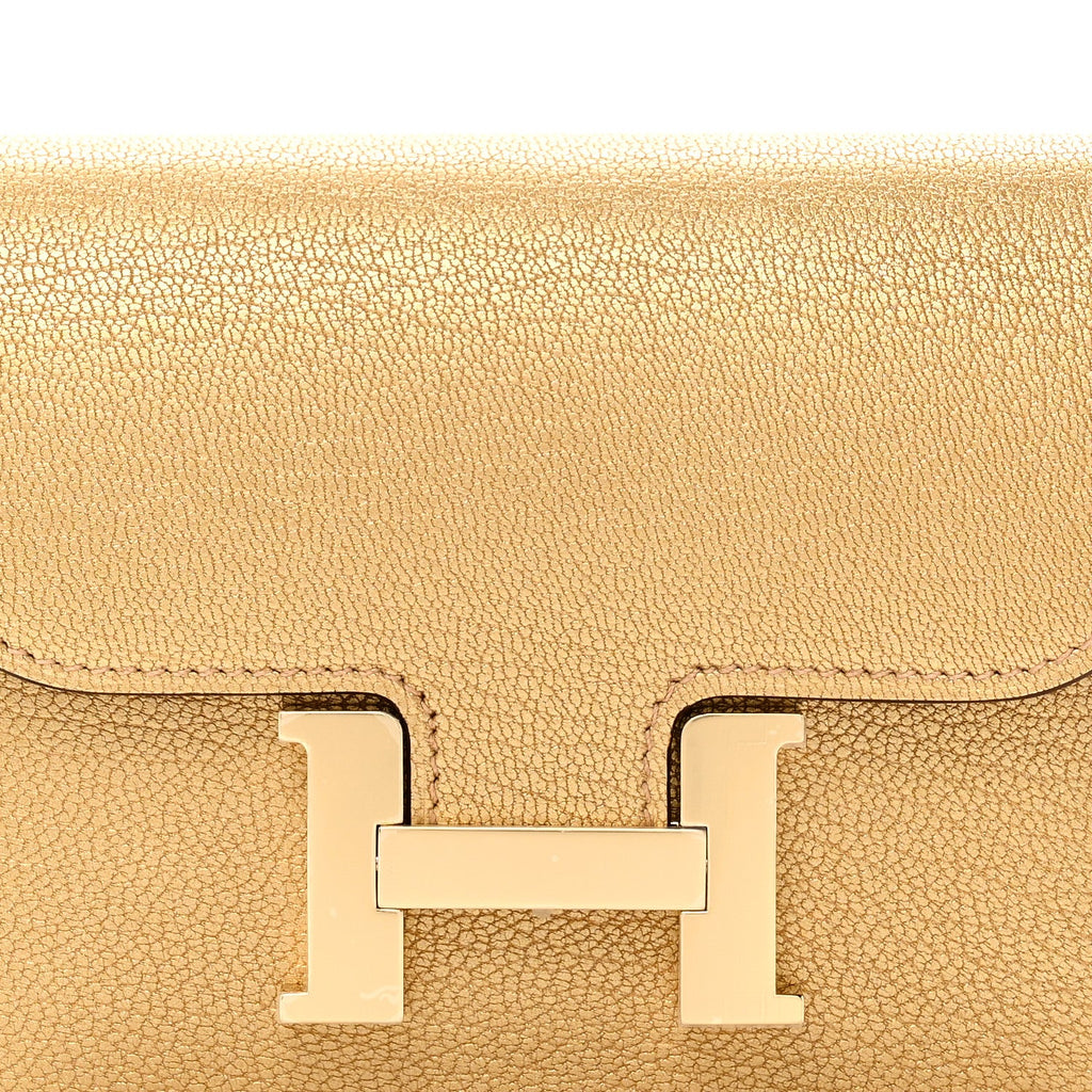 Metallic Chevre Chamkilight Constance Slim Wallet Dore
