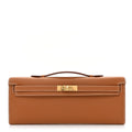 Epsom Kelly Cut Clutch Pochette Gold