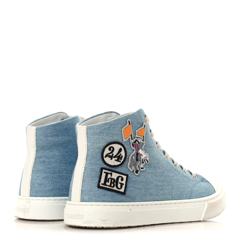 Denim Illico High Top Sneakers 35 Bleu Clair White
