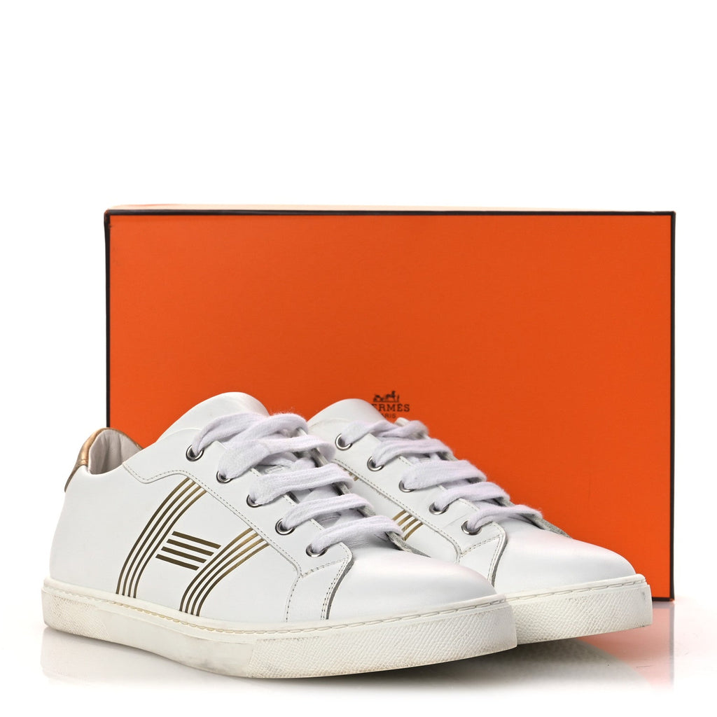 Metallic Calfskin Womens Advantage Sneakers 39.5 White Dore