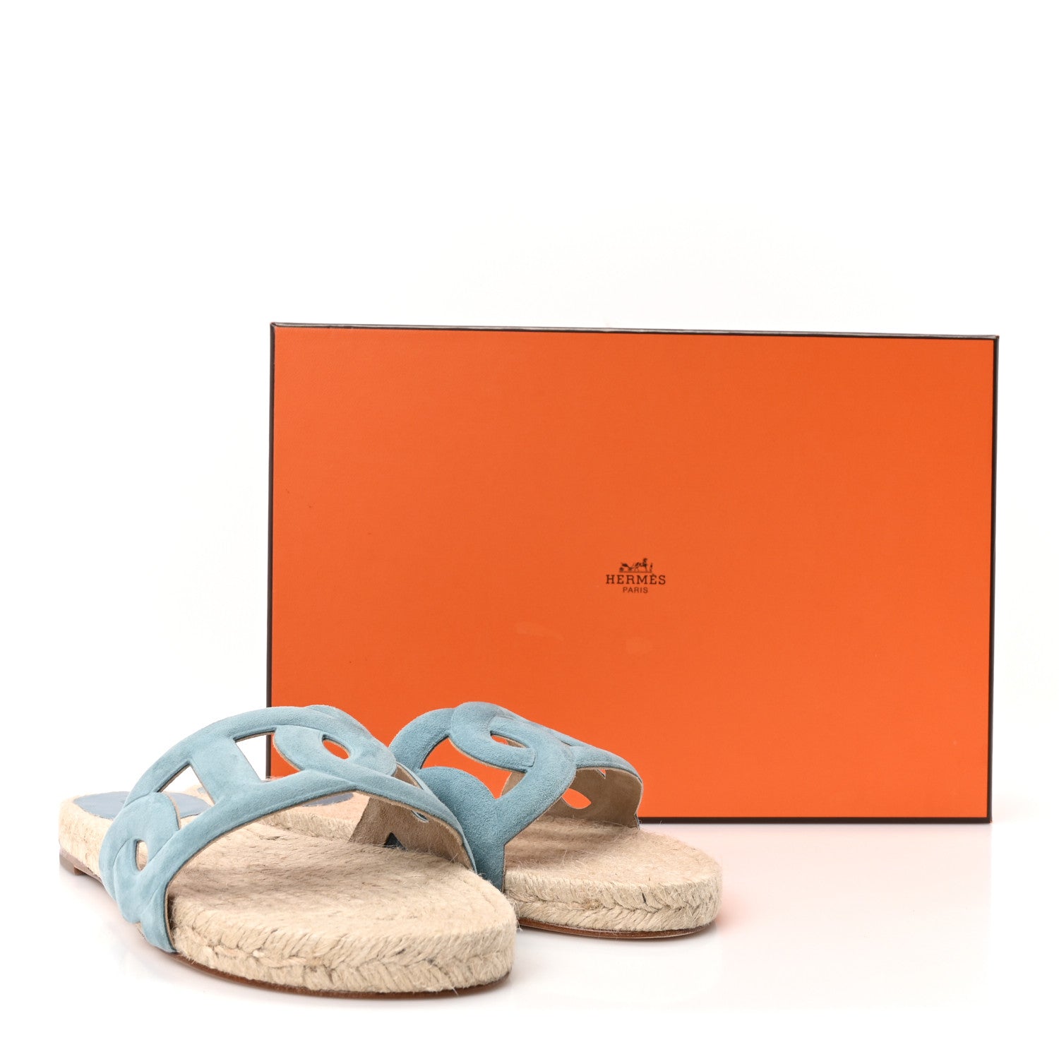 Suede Goatskin Famosa Espadrille Sandals 37 Bleu Citadin