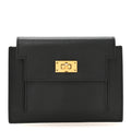 Veau Madame Kelly Pocket Compact Wallet Black