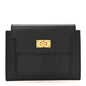 Veau Madame Kelly Pocket Compact Wallet Black
