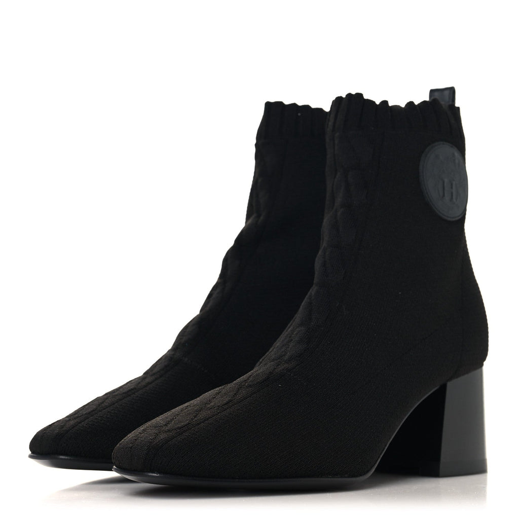 Knit Calfskin Jenna 60 Ankle Boots 36 Black