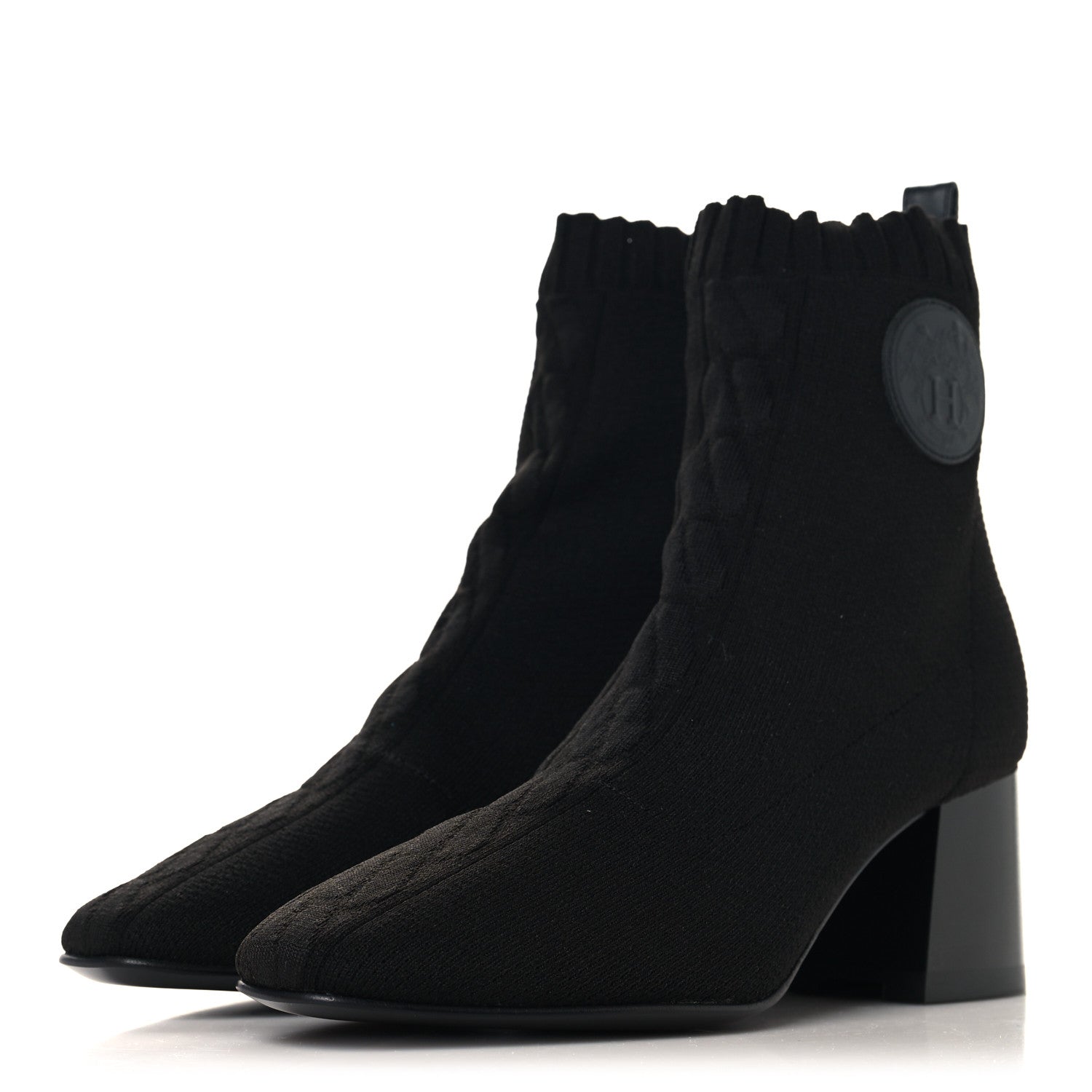 Knit Calfskin Jenna 60 Ankle Boots 36 Black