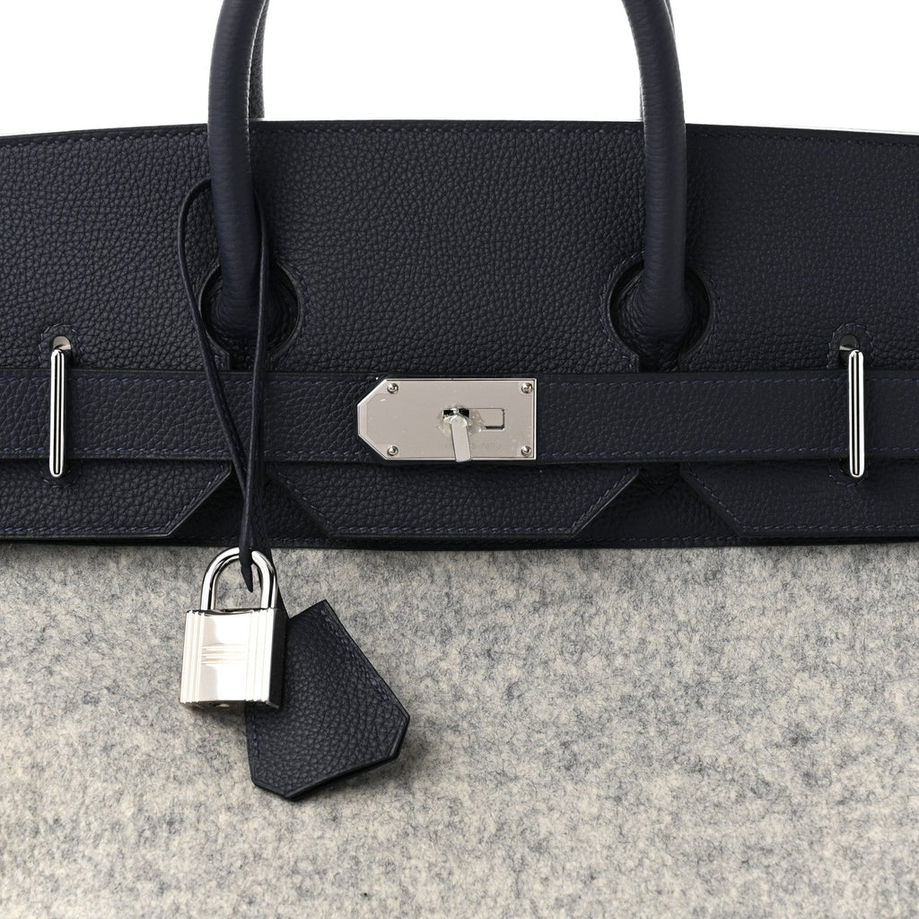 Togo Todoo Feutre HAC Birkin 50 Gris Clair Bleu Nuit
