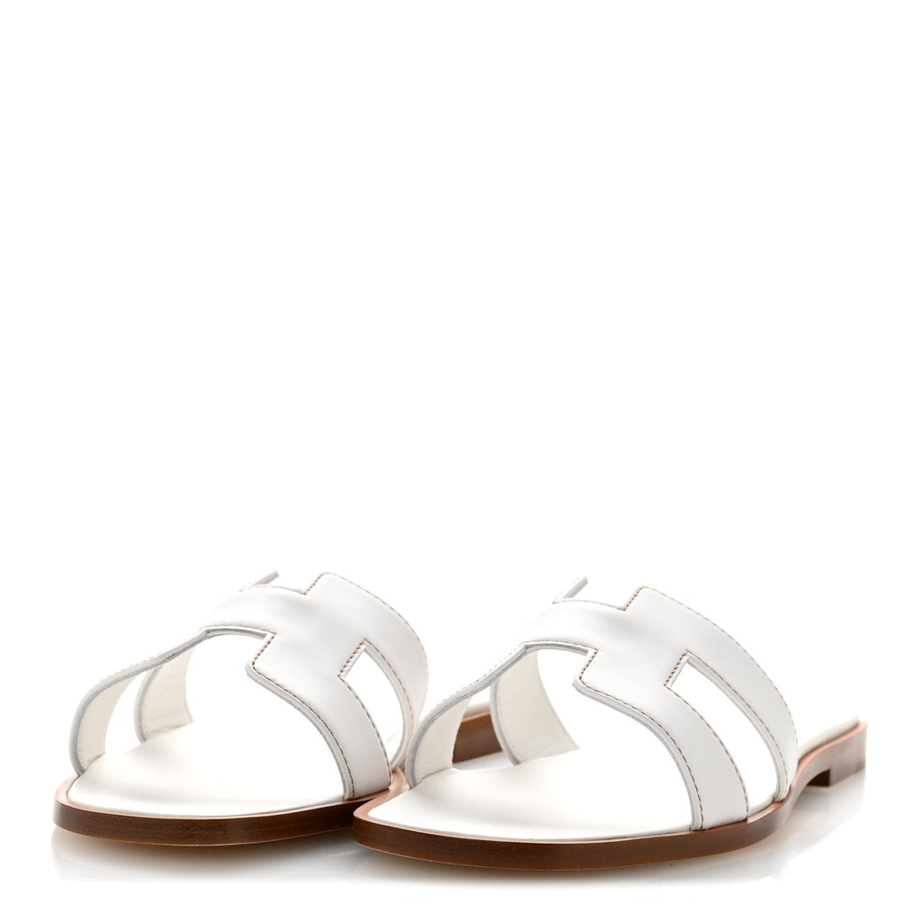 Box Calfskin Oran Sandals 36 White