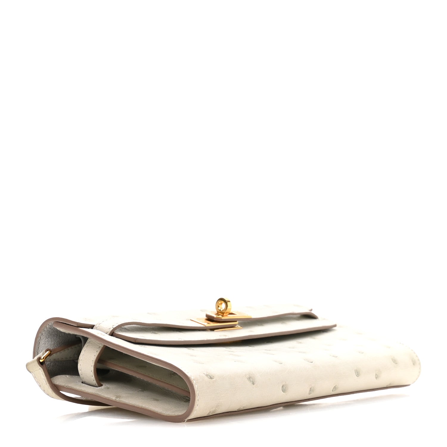 Ostrich Kelly Wallet To Go Gris Perle