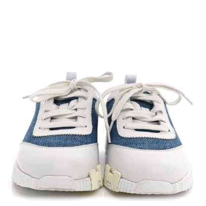 Denim Suede Goatskin Bouncing Sneakers 37.5 Bleu Clair White