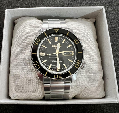Seiko 5 Sport Automatic SKX Series Black Dial Silver Steel Strap Watch for Men - SRPK99K1