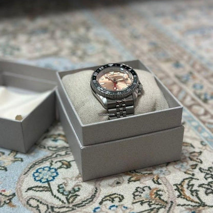 Seiko 5 Sports GMT Thong Sia Limited Edition Brown Dial Silver Steel Strap Watch for Men - SSK043K1