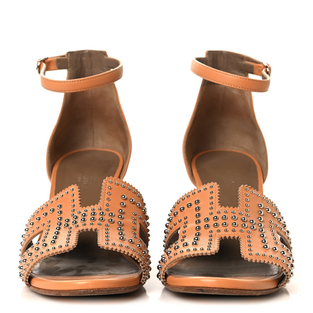 Calfskin Legend Wedge Sandals 38 Natural