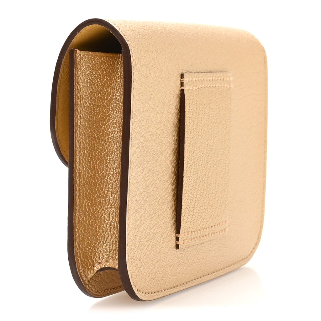 Metallic Chevre Chamkilight Constance Slim Wallet Dore