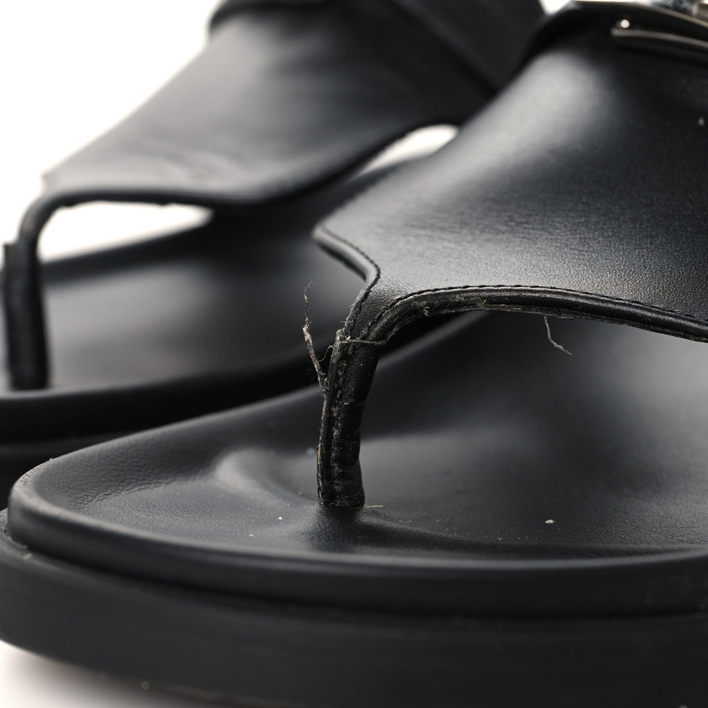 Calfskin Womens Empire Sandals 37.5 Black