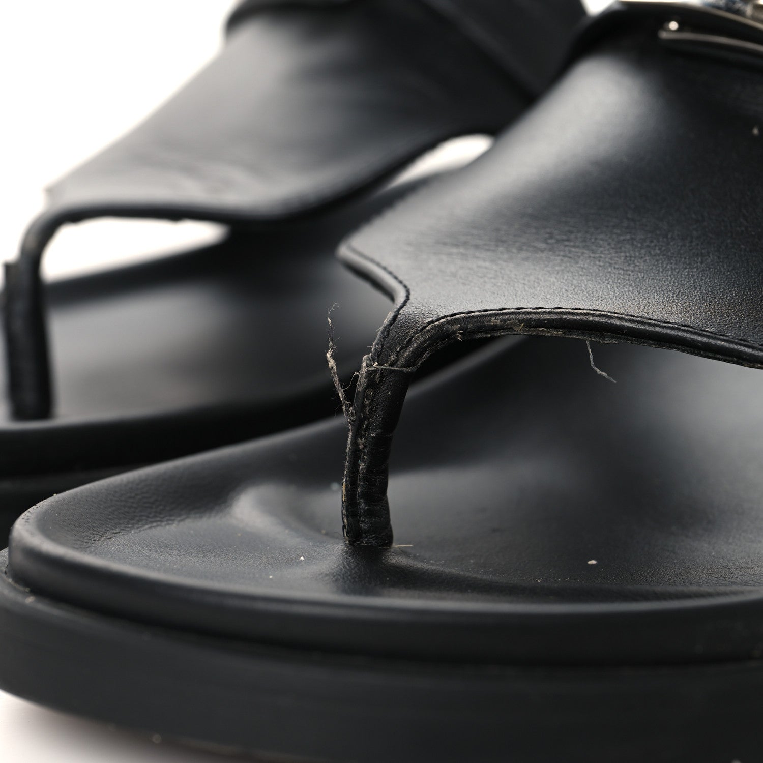 Calfskin Womens Empire Sandals 37.5 Black