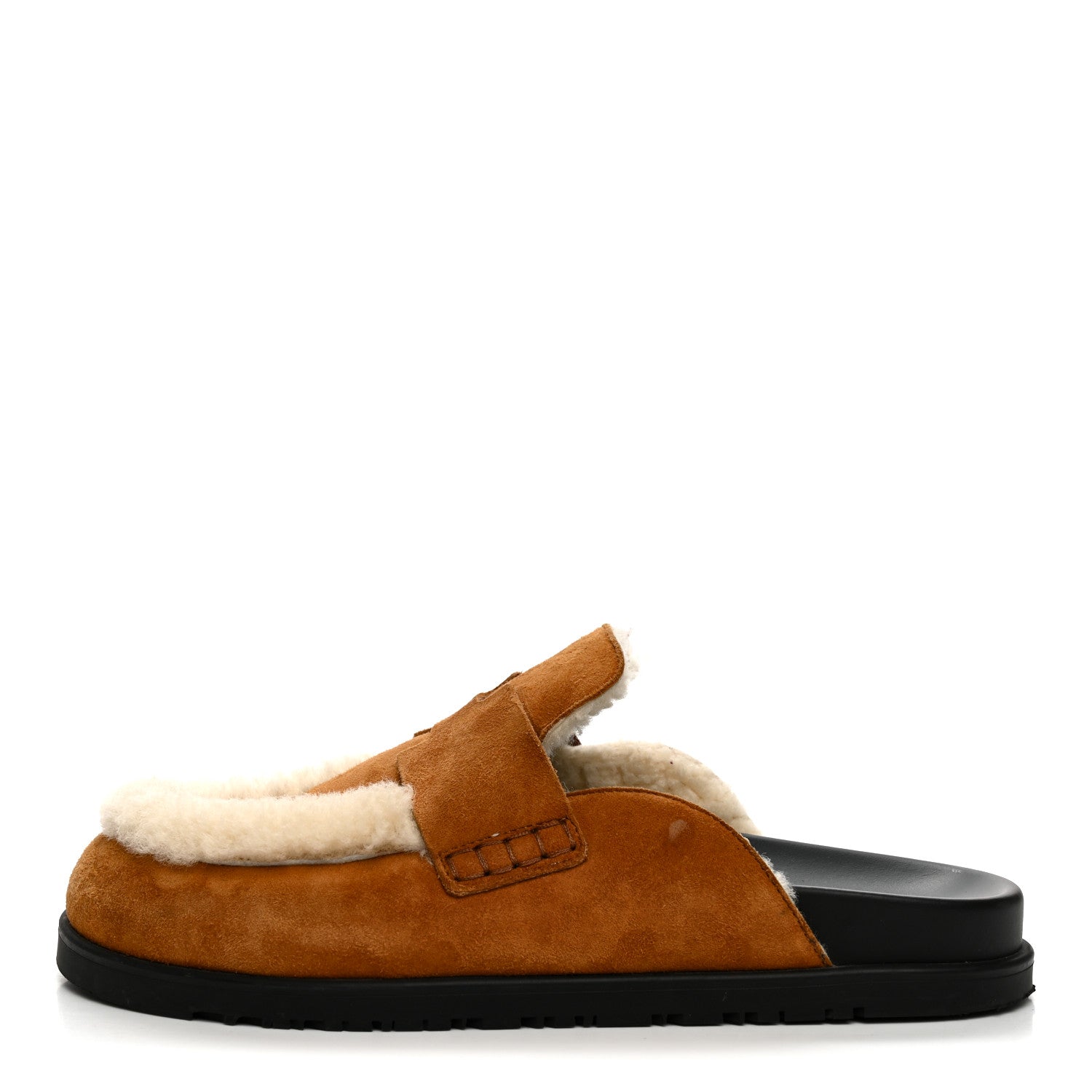 Suede Goatskin Shearling Go Mules 39 Beige Kraft Ecru