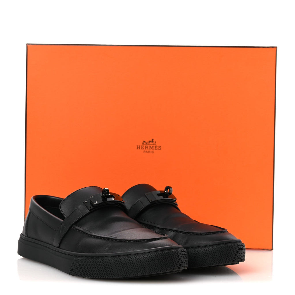 Calfskin Mens Game Slip On Sneakers 40 Black