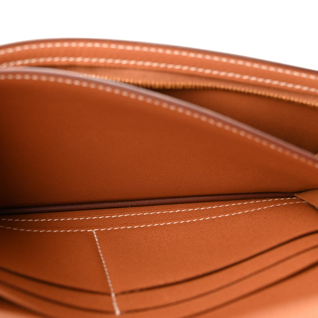 Madame Calfskin Kelly Pocket Long Wallet Gold