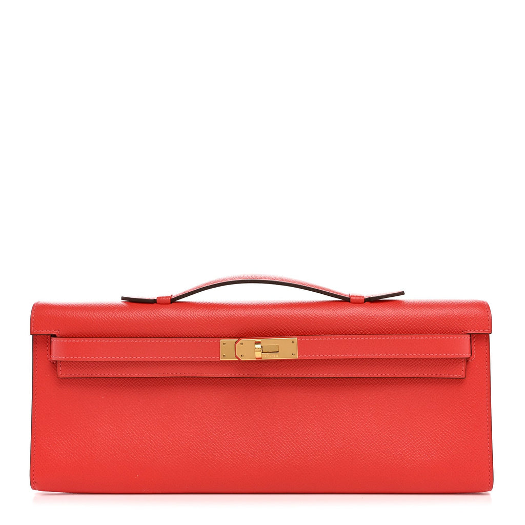 Epsom Kelly Cut Clutch Pochette Rose Jaipur