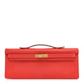 Epsom Kelly Cut Clutch Pochette Rose Jaipur