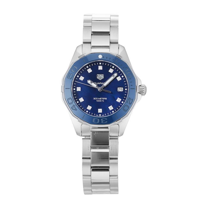 Tag Heuer Aquaracer Diamonds Blue Dial Silver Steel Strap Watch for Women - WAY131L.BA0748