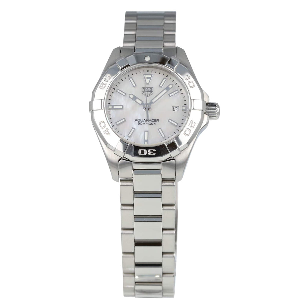 Tag Heuer Aquaracer Quartz Mother of Pearl White Dial Silver Steel Strap Watch for Women - WBD1411.BA0741