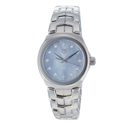 Tag Heuer Link Quartz Diamonds Blue Mother of Pearl Dial Silver Steel Strap Watch for Women - WBC1313.BA0600