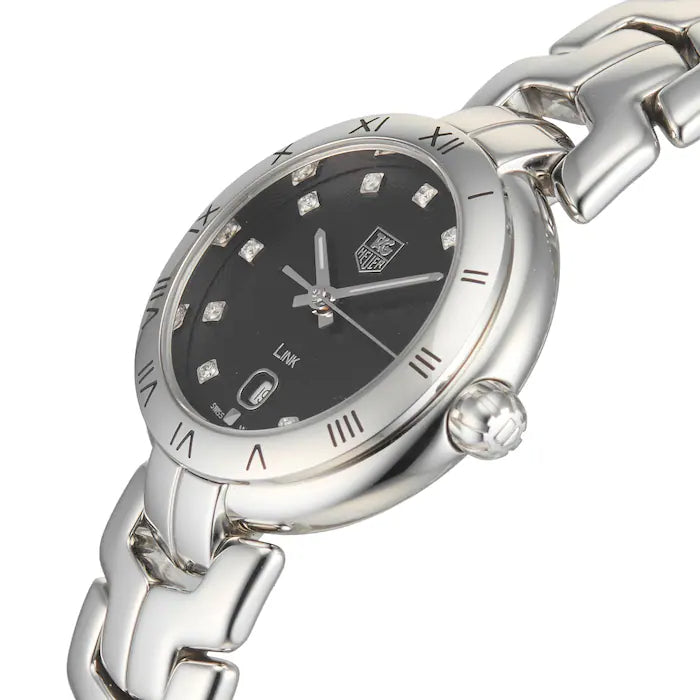 Tag Heuer Link Quartz Diamonds Black Dial Silver Steel Strap Watch for Women - WAT1410.BA0954