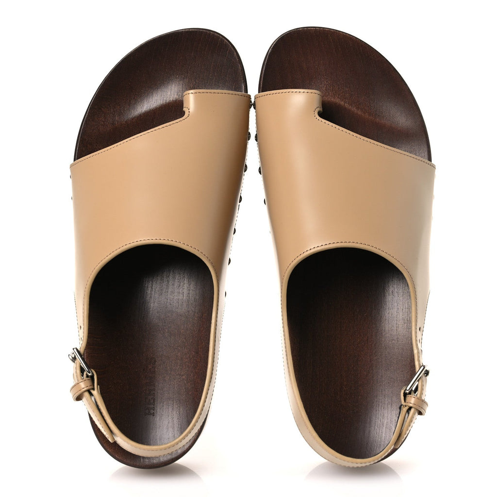 Glazed Calfskin Womens Klay Clog 40 Beige Naturel