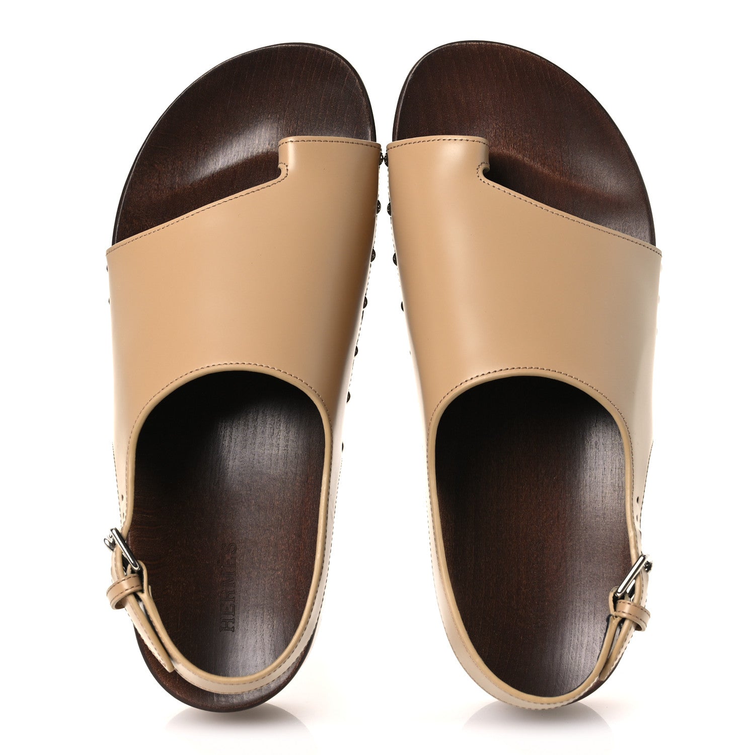 Glazed Calfskin Womens Klay Clog 40 Beige Naturel