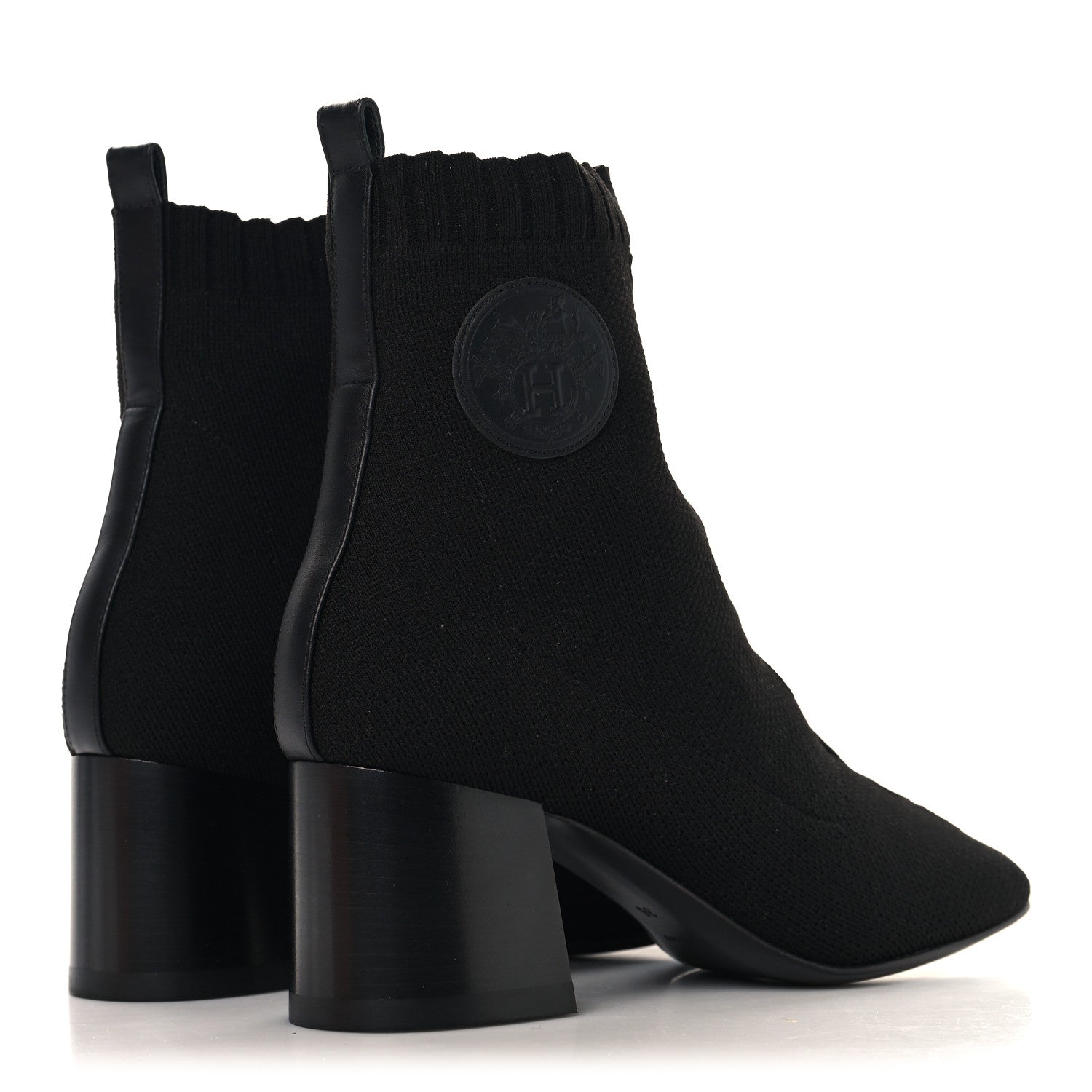 Knit Calfskin Jenna 60 Ankle Boots 36 Black