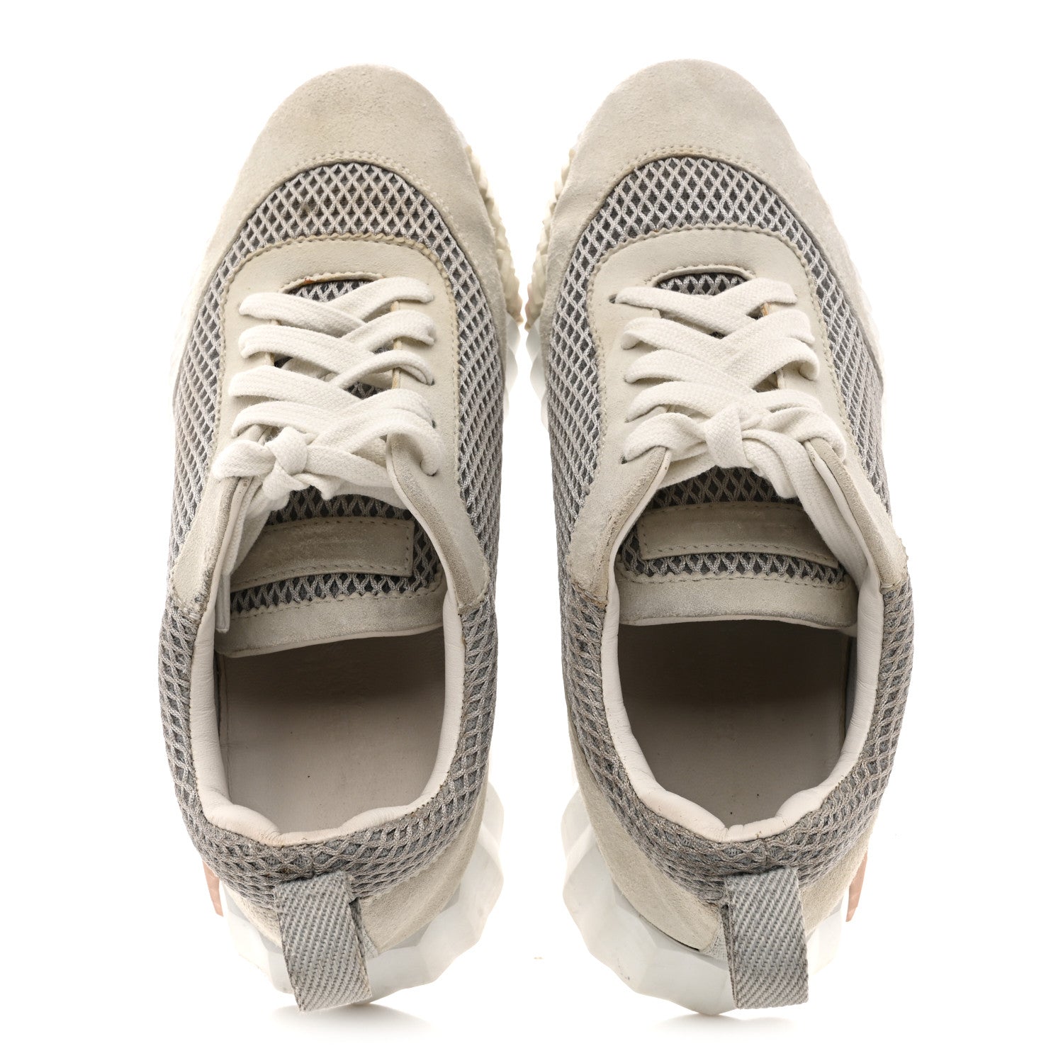 Air Mesh Suede Goatskin Bouncing Sneakers 35 Gris Lulea White