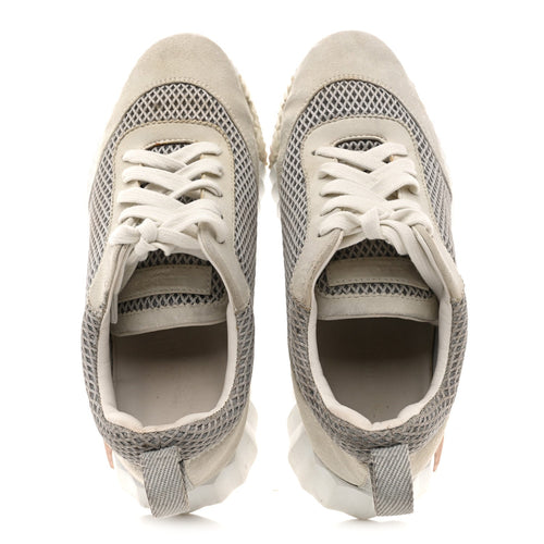 Air Mesh Suede Goatskin Bouncing Sneakers 35 Gris Lulea White
