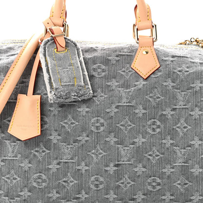 Monogram Denim Speedy Soft 30 Washed Gray