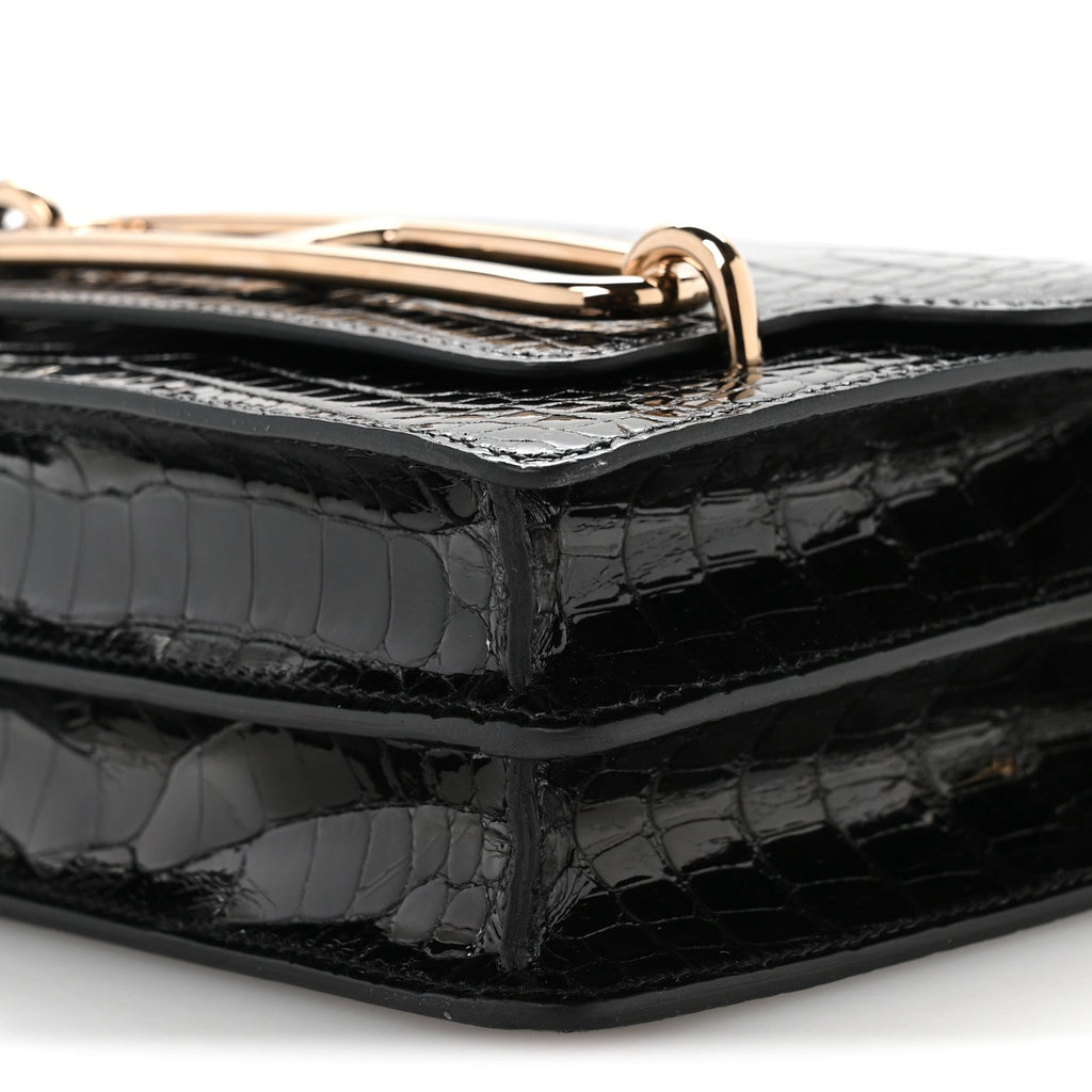 Shiny Alligator Mini Sac Roulis Black