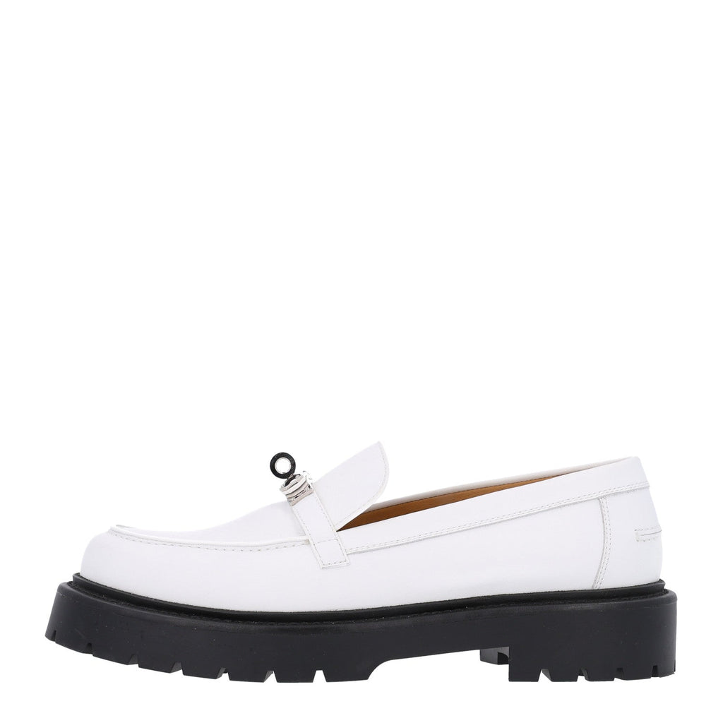 Calfskin Womens Icone Loafers 38.5 White